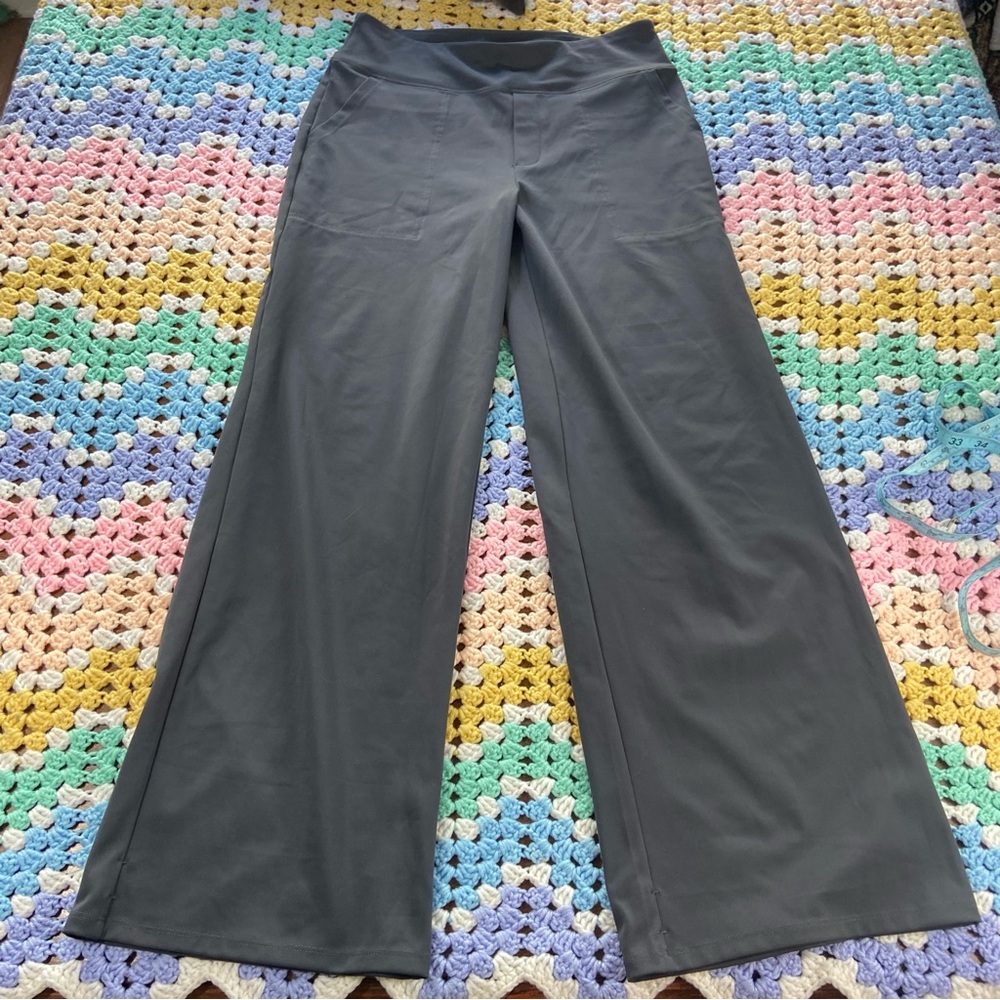 G4Free Large L Gray Wide-Leg Athletic Work Dress Crossover Yoga Pants Stretch